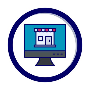 dükkan, Online Shop konsepti, vektör illüstrasyon tasarımı olan bilgisayar ekranı