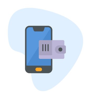 m-cüzdan vektör çizim tasarım ile Smartphone aygıtı
