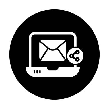 E- posta simgesi olan dizüstü bilgisayar. vektör illüstrasyonu 