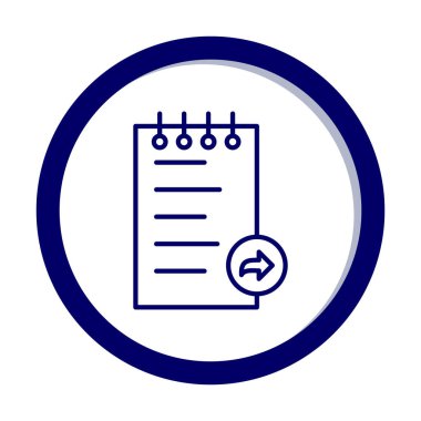 Basit not defteri arayüzü simgesi, vektör illüstrasyonu