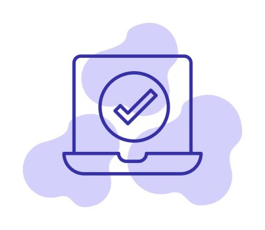 Dizüstü bilgisayardaki işaret simgesini kontrol et, vektör illüstrasyonuName 