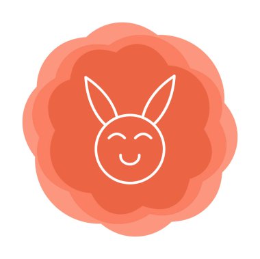 Şirin gülümseyen tavşan ikonu, vektör çizimi 