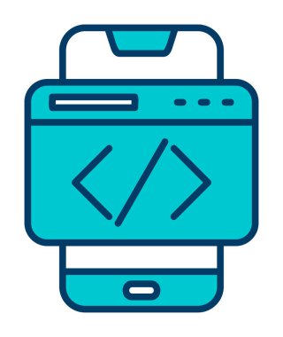 Beyaz arkaplanda akıllı telefon kodlama vektör çizimi