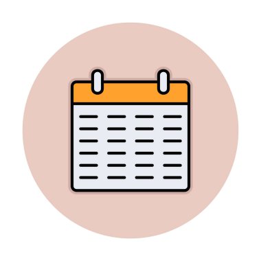 Takvim düzlüğü simgesi, vektör illüstrasyonu 