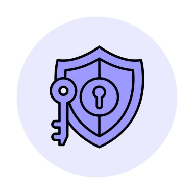 kalkan ve anahtar simgesi, anahtar güvenlik konsepti, vektör illüstrasyonu