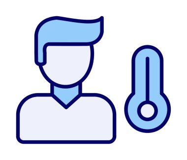 Hasta kişi ikonu. Yüksek sıcaklık simgesi. Vektör illüstrasyonu.