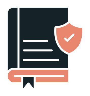 Kitap ve güvenlik kalkanı. Web simgesi basit illüstrasyon 