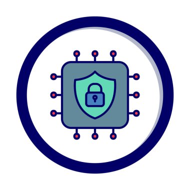 Basit Cpu simgesi, vektör illüstrasyonu