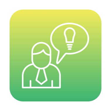 Fikri olan iş adamı, ampul ikonu vektör illüstrasyonu