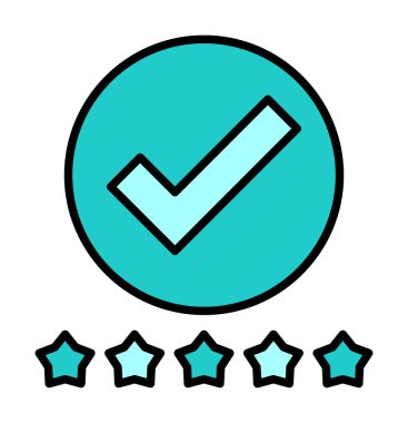 işaretleme işareti ve beş yıldız simgesi, vektör illüstrasyonu