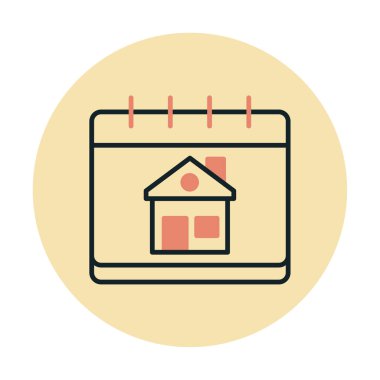 Ev Takvimi düz simgesi, vektör illüstrasyonu 