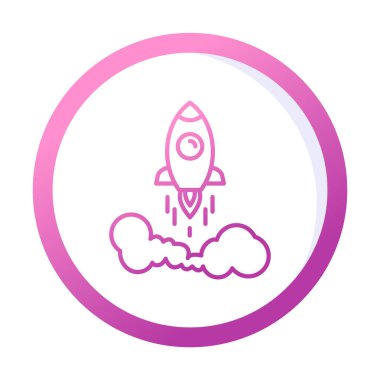 Basit uzay gemisi simgesi, vektör illüstrasyonu