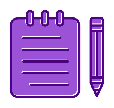 Basit not defteri arayüzü simgesi, vektör illüstrasyonu