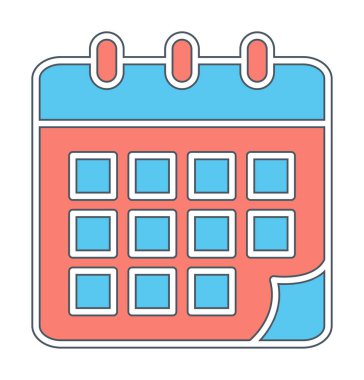 Takvim düzlüğü simgesi, vektör illüstrasyonu 