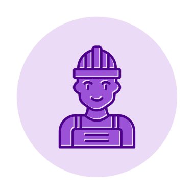 Kask simgesi olan işçiler, vektör illüstrasyonu 