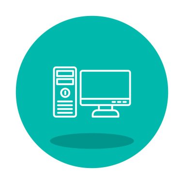 masaüstü bilgisayar simgesi tasarımı, düz işaret, vektör ve illüstrasyon