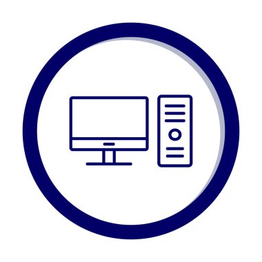 masaüstü bilgisayar simgesi tasarımı, düz işaret, vektör ve illüstrasyon