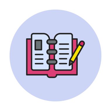 açık kitap ve kalem simgesi, vektör illüstrasyonu 