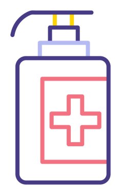 Bir dezenfektan şişesinin basit bir çizimi