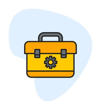 Araç takımı, araç kutusu düz simgesi, vektör illüstrasyonu