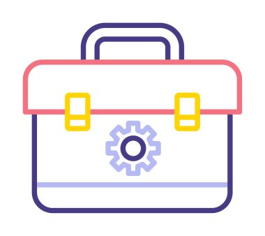 Araç takımı, araç kutusu düz simgesi, vektör illüstrasyonu