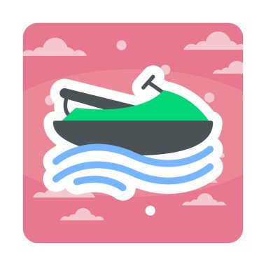 Deniz jeti kayağı ikonu. Web tasarımı için deniz jeti kayağı vektör simgesinin basit çizimi