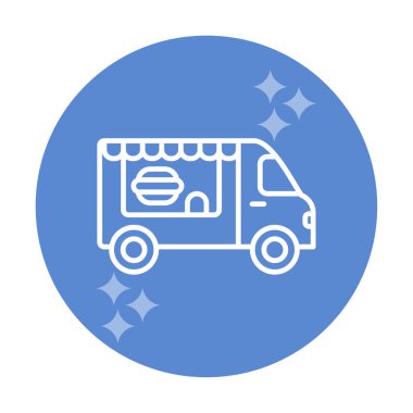 Beyaz arkaplanda yiyecek kamyonu vektör çizimi