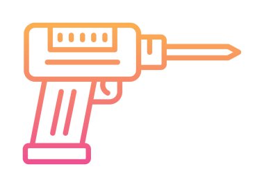 Düz dizaynlı el matkabı simgesi. Tamirci konsepti için matkap simgesi. Çizgi film dizaynında ev aletleri. Tamirci için elektrikli cihaz. Vektör illüstrasyonu