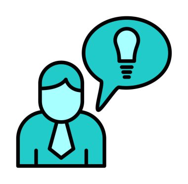 Fikri olan iş adamı, ampul ikonu vektör illüstrasyonu