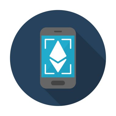 Telefon ekranındaki Ethereum simgesi, vektör sembolü