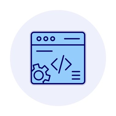 Düz biçimde web geliştirme simgesi. yazılım ve web sitesi sembolleri                           