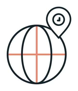 Basit Globe Konum simgesi, vektör illüstrasyonu
