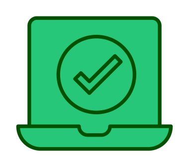 Dizüstü bilgisayardaki işaret simgesini kontrol et, vektör illüstrasyonuName 