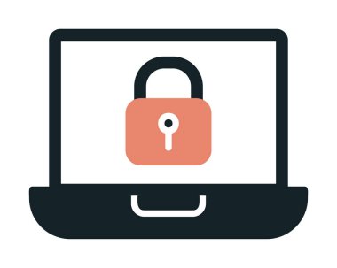 Dizüstü bilgisayar ekranına kilitle. Güvenlik kavramı vektör illüstrasyonu