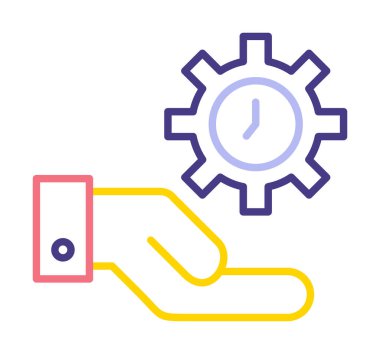 vites şekilli saat, Zaman Yönetimi konsepti, vektör illüstrasyonu 