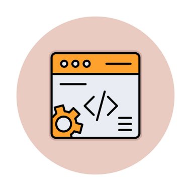 Düz biçimde web geliştirme simgesi. yazılım ve web sitesi sembolleri                           