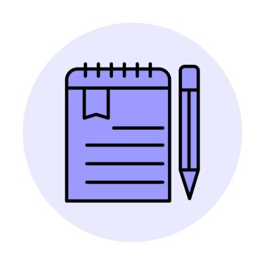 not defteri simgesi soyut arkaplan vektöründe izole edildi