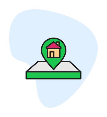 House Location Pin. Ev GPS sembolü, harita işaretleyici