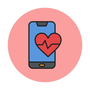 Akıllı telefon ekranında kalp atış hızı sembolü, satır biçimi simgesi, vektör tasarımı 