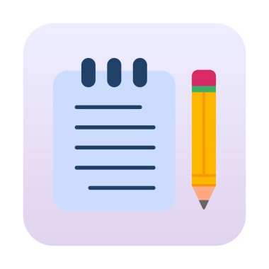 Basit not defteri simgesi, vektör illüstrasyonu