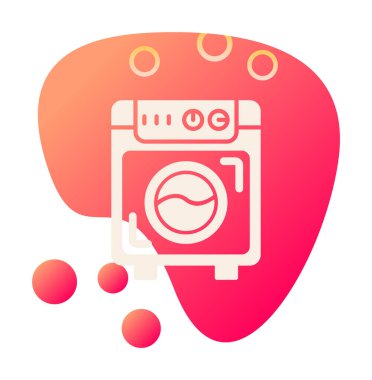 çamaşır makinesi simgesi. Kıyafetler için çamaşır makinesi vektör simgesi çizimi.                                        