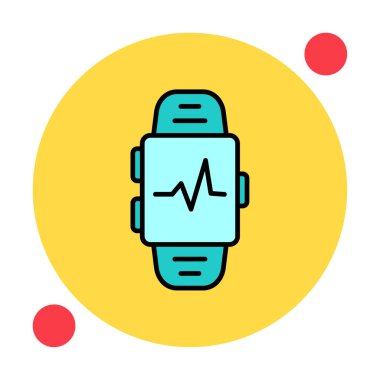 Smartwatch kalp atışı ikonunu gösteriyor. Fitness uygulaması konsepti. Vektör
