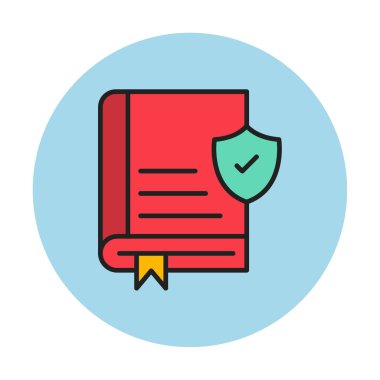 Kitap ve güvenlik kalkanı. Web simgesi basit illüstrasyon 