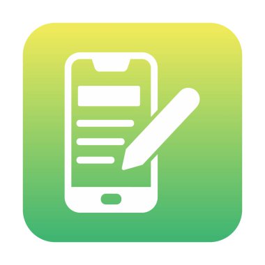 Beyaz arkaplanda not defteri simgesi olan akıllı telefon 