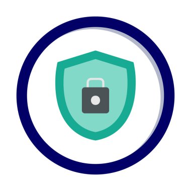 asma kilit simgesi ve vektör illüstrasyonlu kalkan