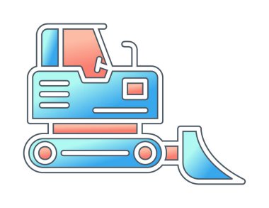 Buldozer simgesi vektör logosu illüstrasyonu