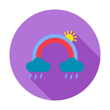 Bulutlu gökkuşağı ve güneş vektörü çizimi