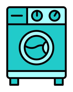 çamaşır makinesi simgesi, vektör illüstrasyonu