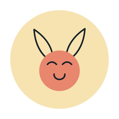 Şirin gülümseyen tavşan ikonu, vektör çizimi 