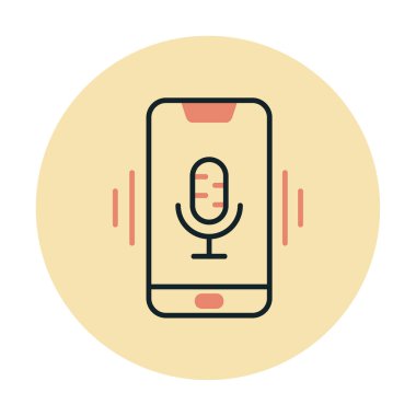 Beyaz arkaplan üzerinde Mobil Ses Yardımcı Vektör çizimi